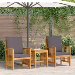 vidaXL Tuinbankenset met kussen 3 pcs Olie naturel Massief Acaciahout
