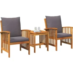 vidaXL Tuinbankenset met kussen 3 pcs Olie naturel Massief Acaciahout