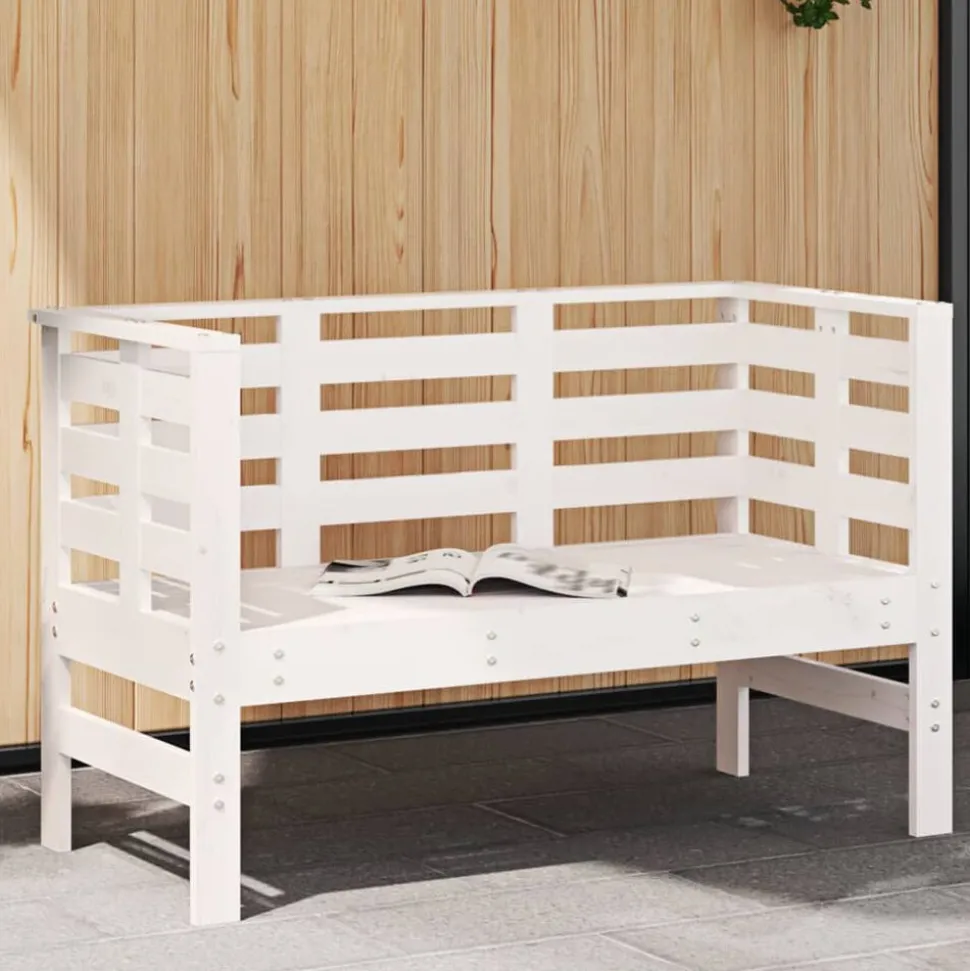 vidaXL Tuinbankje 111,5x53x71 cm massief grenenhout wit