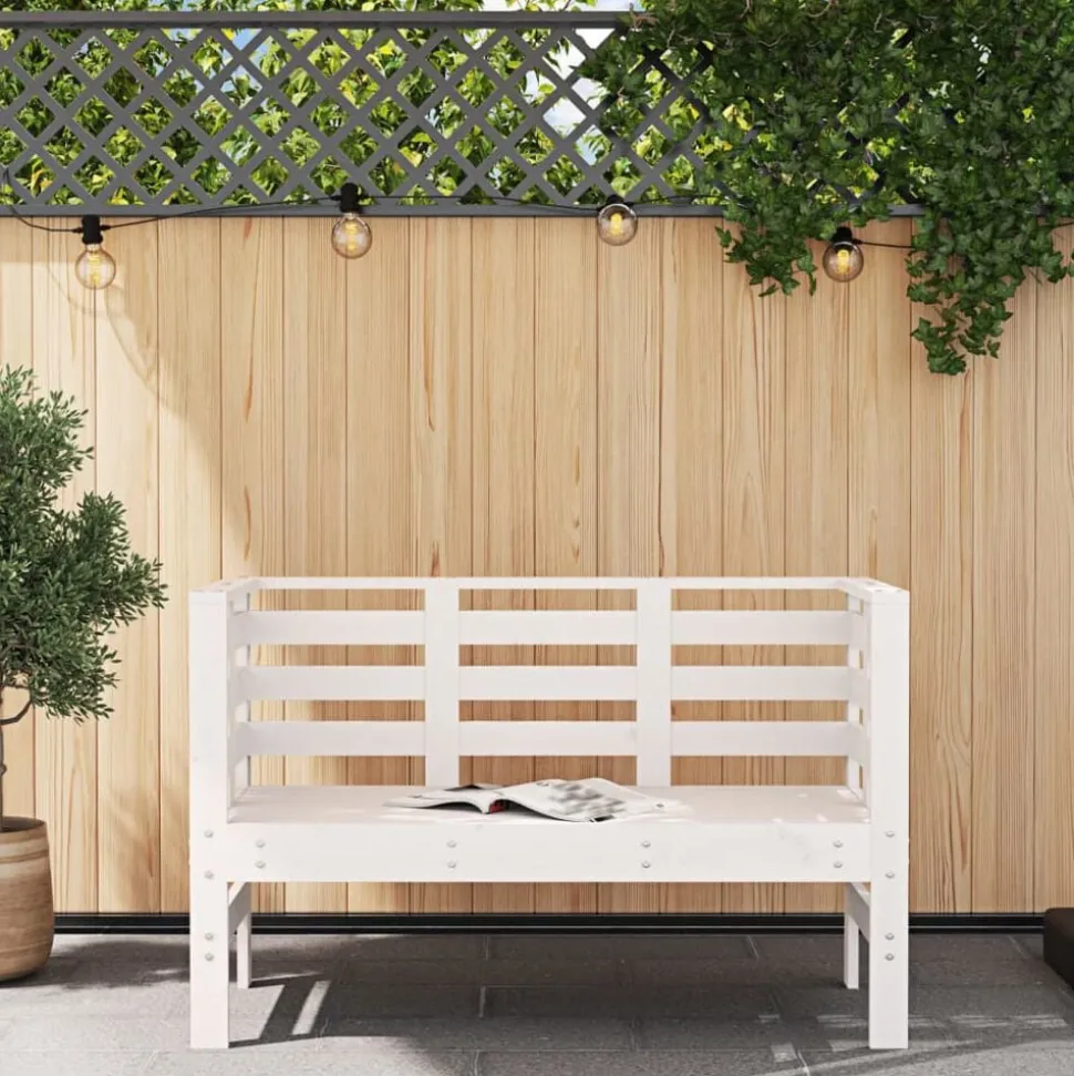 vidaXL Tuinbankje 111,5x53x71 cm massief grenenhout wit