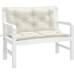 vidaXL Tuinbankkussens 2 st 100x50x7 cm stof gemêleerd crèmekleurig