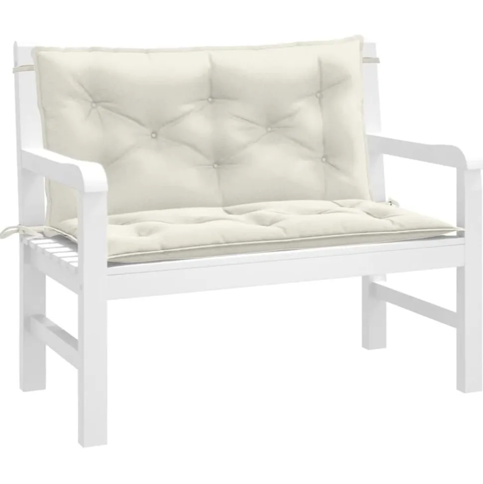 vidaXL Tuinbankkussens 2 st 100x50x7 cm stof gemêleerd crèmekleurig