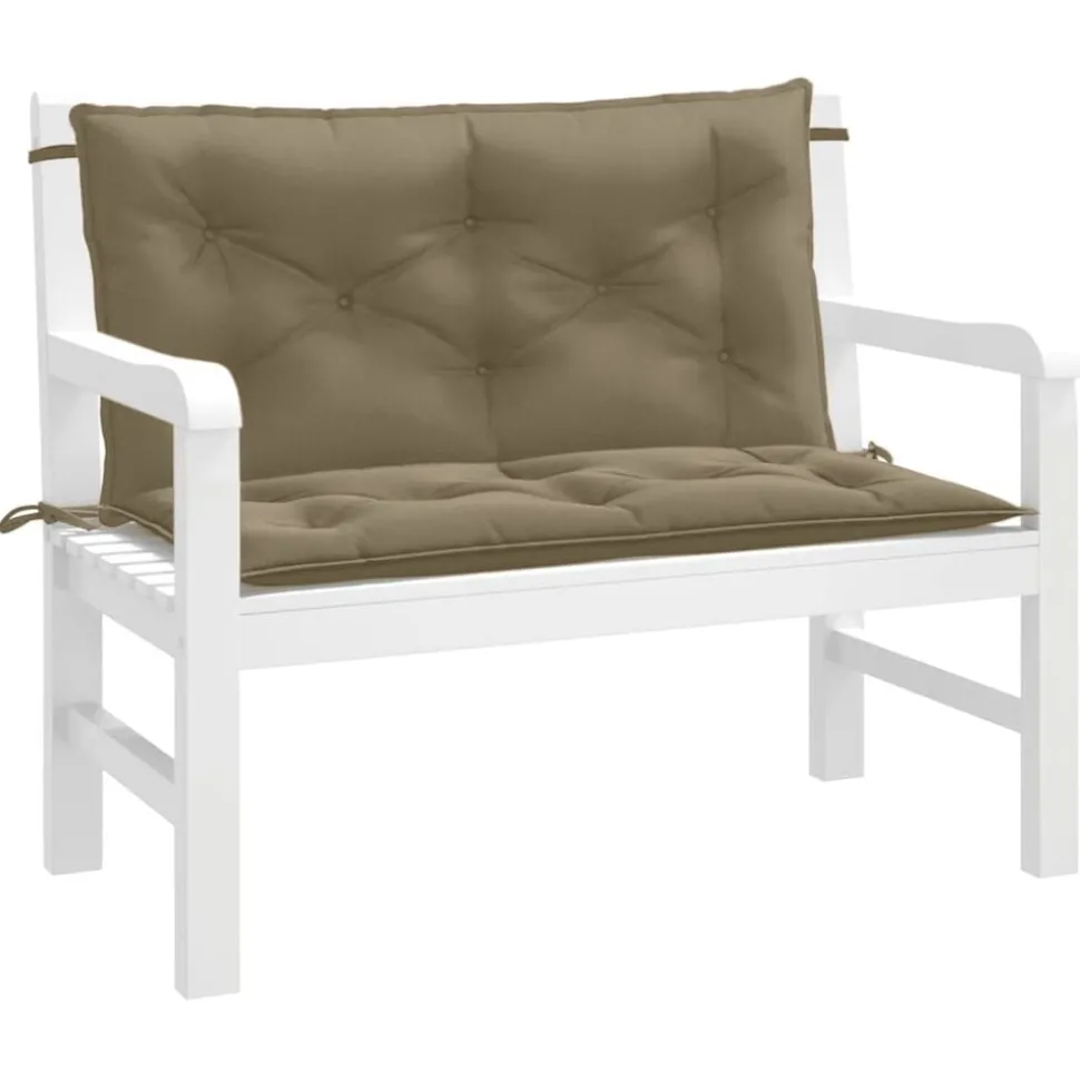 vidaXL Tuinbankkussens 2 st 100x50x7 cm stof gemêleerd taupe