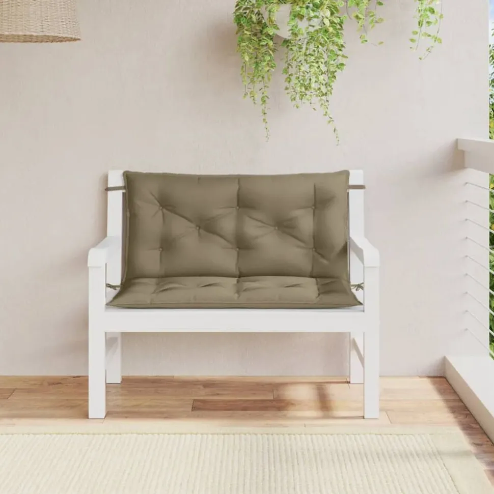 vidaXL Tuinbankkussens 2 st 100x50x7 cm stof gemêleerd taupe