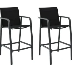 vidaXL Tuinbarstoelen 2 st textileen zwart