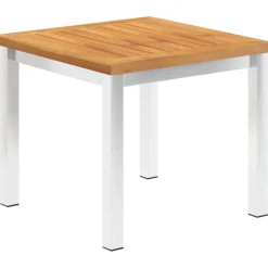 vidaXL Tuinbijzettafel 45x45x38 cm massief acaciahout roestvrij staal