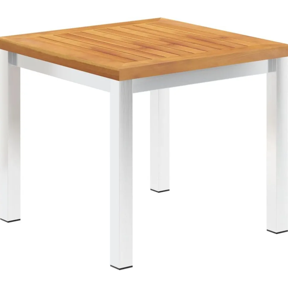 vidaXL Tuinbijzettafel 45x45x38 cm massief acaciahout roestvrij staal