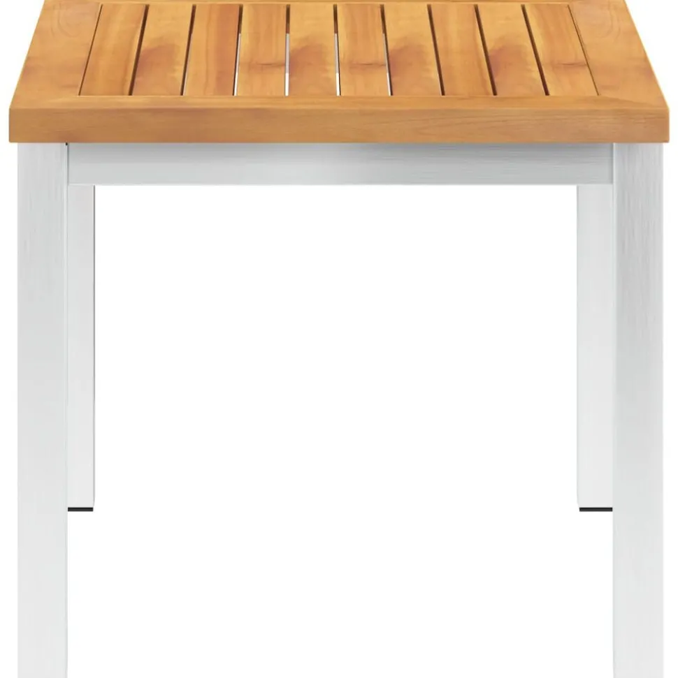 vidaXL Tuinbijzettafel 45x45x38 cm massief acaciahout roestvrij staal