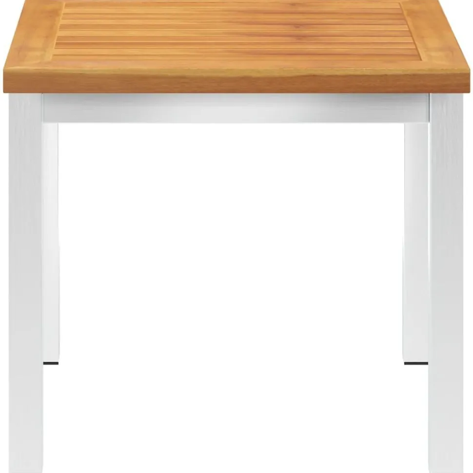 vidaXL Tuinbijzettafel 45x45x38 cm massief acaciahout roestvrij staal
