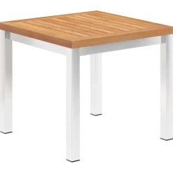 vidaXL Tuinbijzettafel 45x45x38 cm massief teakhout en roestvrij staal