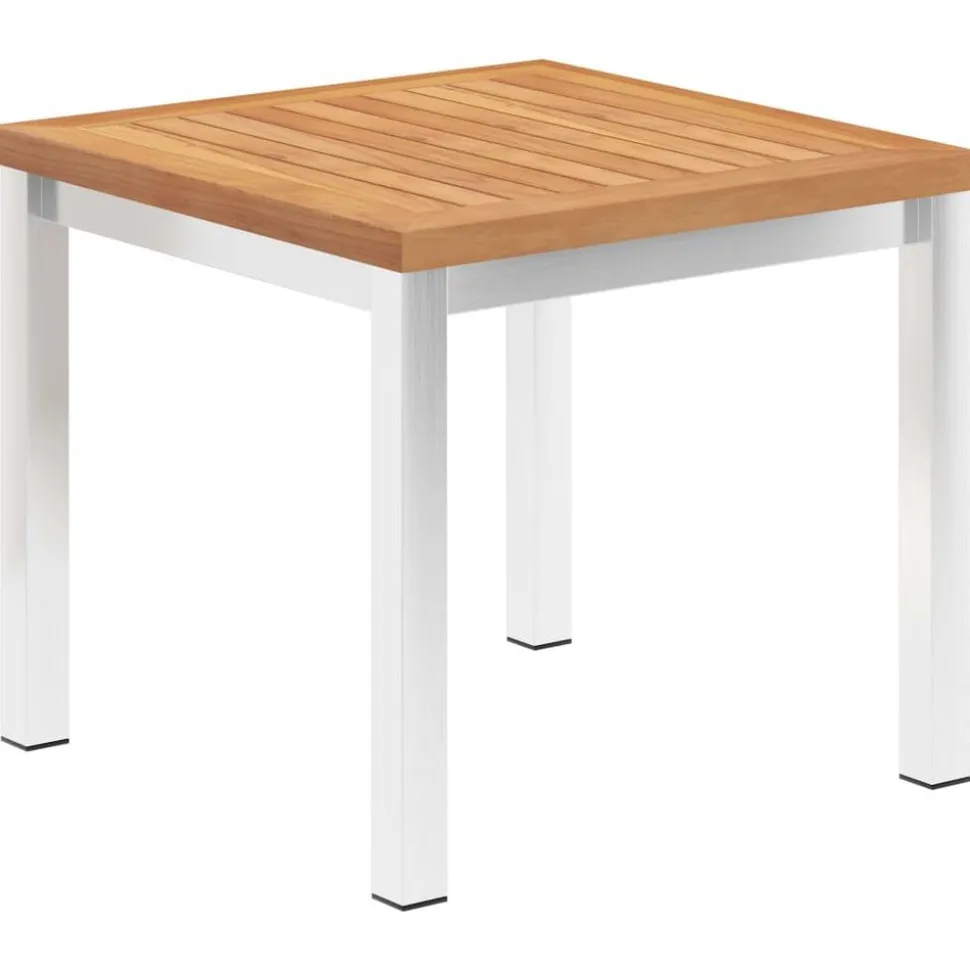 vidaXL Tuinbijzettafel 45x45x38 cm massief teakhout en roestvrij staal