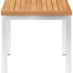 vidaXL Tuinbijzettafel 45x45x38 cm massief teakhout en roestvrij staal