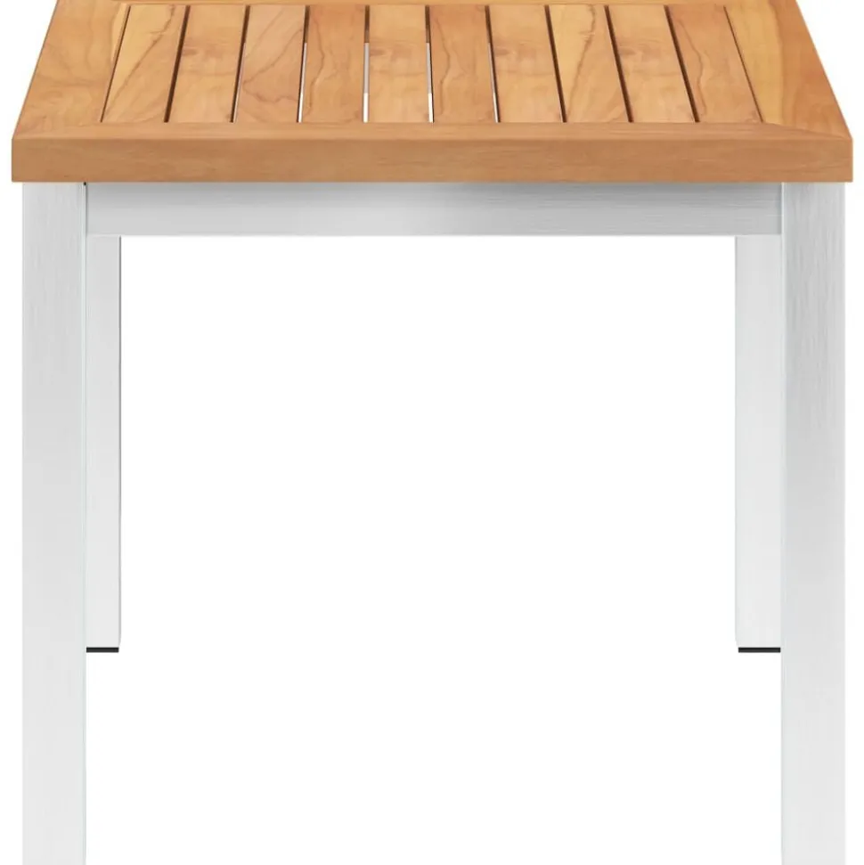 vidaXL Tuinbijzettafel 45x45x38 cm massief teakhout en roestvrij staal