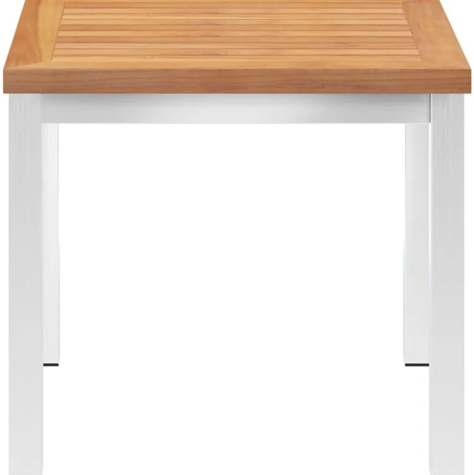vidaXL Tuinbijzettafel 45x45x38 cm massief teakhout en roestvrij staal