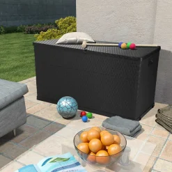 vidaXL Tuinbox 120x56x63 cm polypropeen rattan antracietkleurig