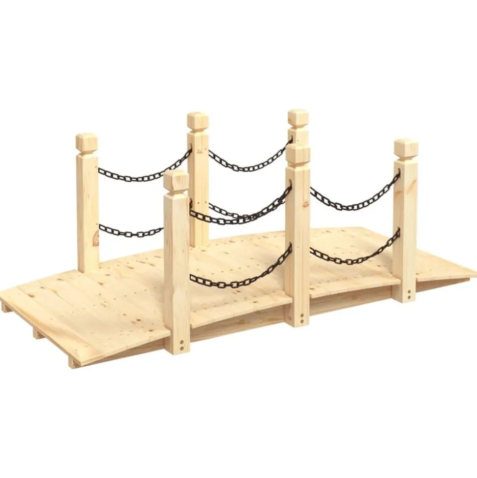 vidaXL Tuinbrug met kettingrails 150x67x56 cm massief vurenhout