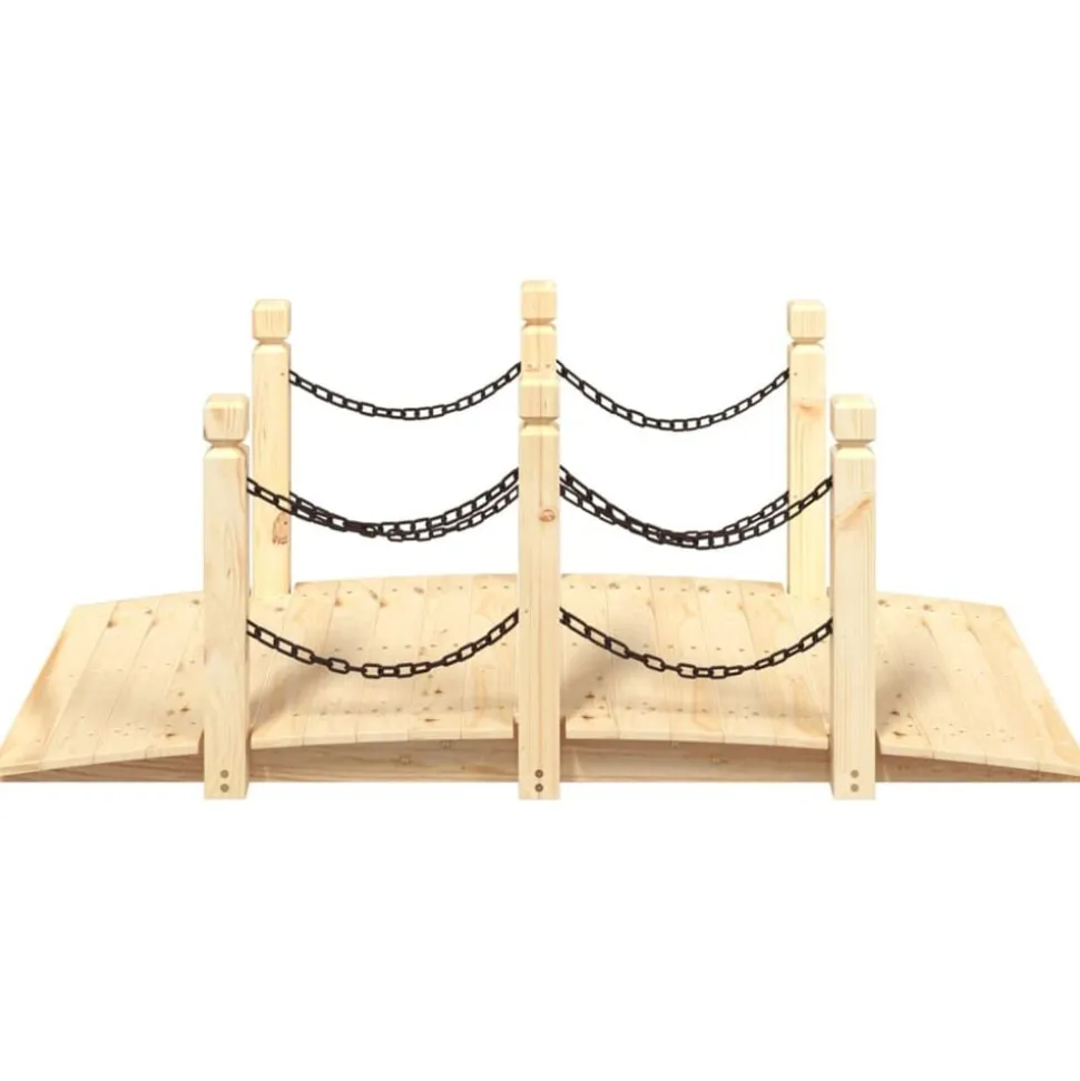 vidaXL Tuinbrug met kettingrails 150x67x56 cm massief vurenhout