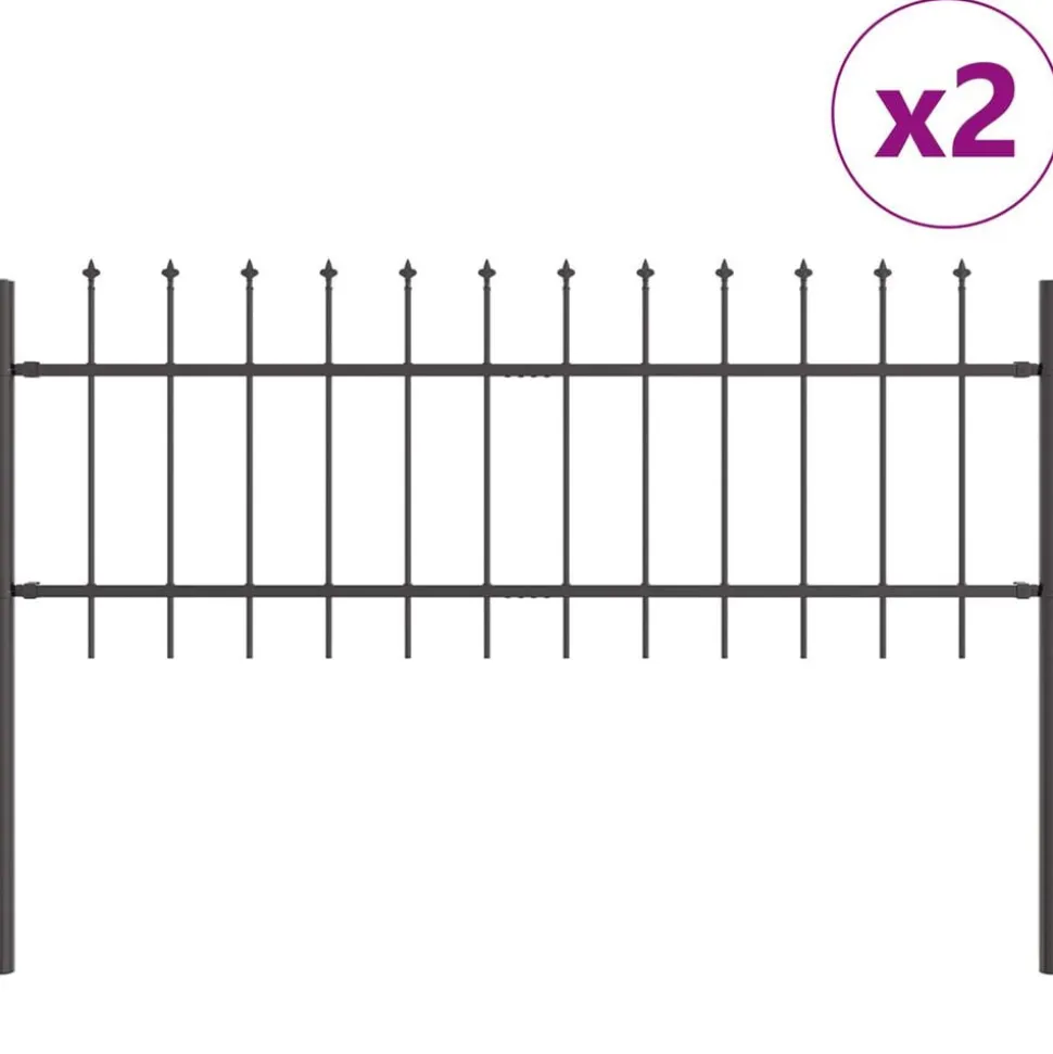 vidaXL Tuinhek 2 pcs Grijs 3,4 x 0,6 m Poedercoating staal