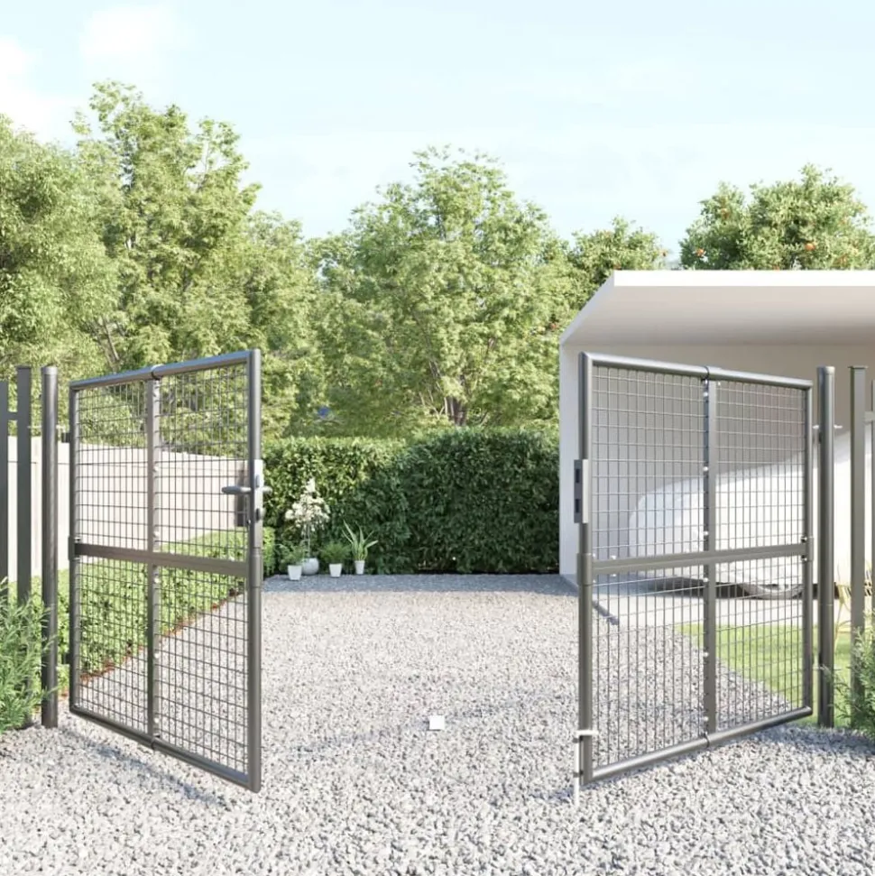 vidaXL Tuinhek van gaas 300x125 cm gegalvaniseerd staal antraciet