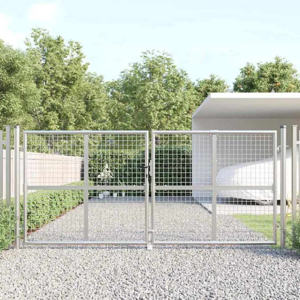 vidaXL Tuinhek van gaas zilverkleurig 300x125 cm gegalvaniseerd staal