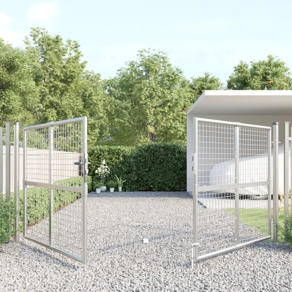 vidaXL Tuinhek van gaas zilverkleurig 300x125 cm gegalvaniseerd staal