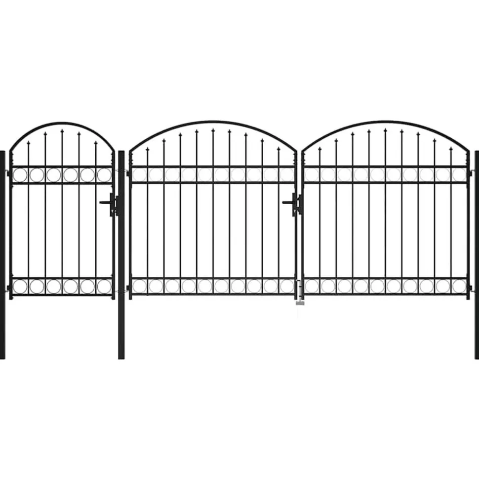 vidaXL Tuinhekgate met gebogen top 400 x 175 cm Staal
