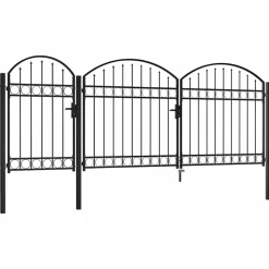 vidaXL Tuinhekgate met gebogen top 400 x 175 cm Staal