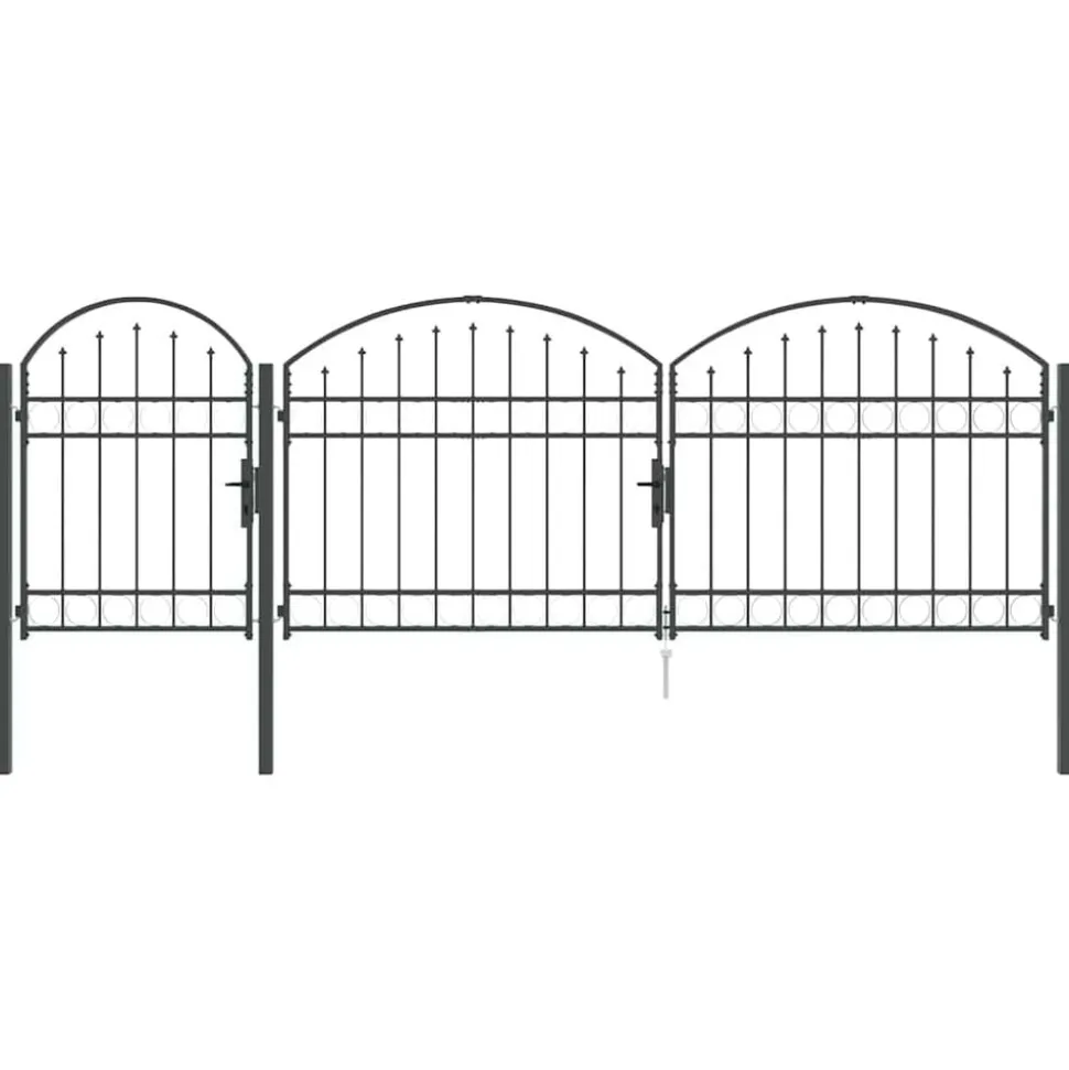vidaXL Tuinhekgate met gebogen top Assen Grijs 4 x 1,25 m Staal