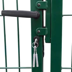 vidaXL Tuinhekpoort met palen 350x100 cm staal groen