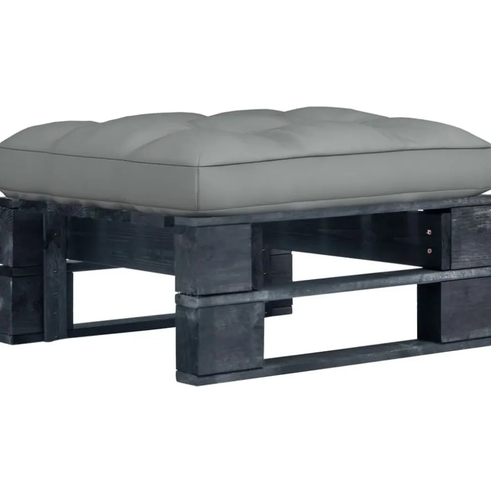vidaXL Tuinhocker pallet zwart geïmpregneerd grenenhout