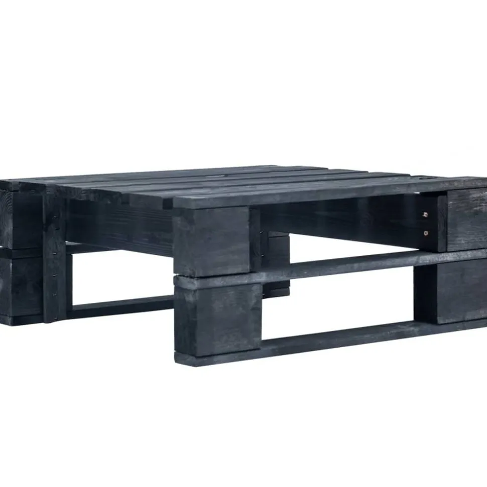 vidaXL Tuinhocker pallet zwart geïmpregneerd grenenhout
