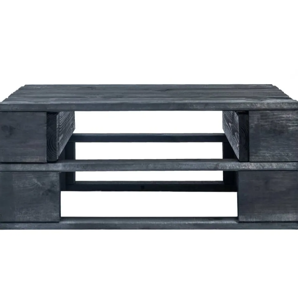 vidaXL Tuinhocker pallet zwart geïmpregneerd grenenhout