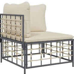 vidaXL Tuinhoekbank met beige kussens poly rattan