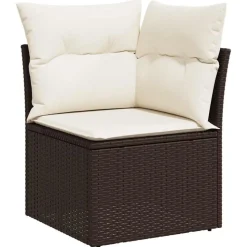 vidaXL Tuinhoekbank met kussens poly rattan bruin