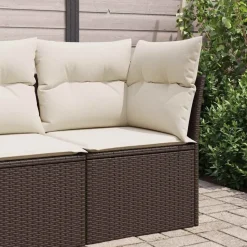 vidaXL Tuinhoekbank met kussens poly rattan bruin