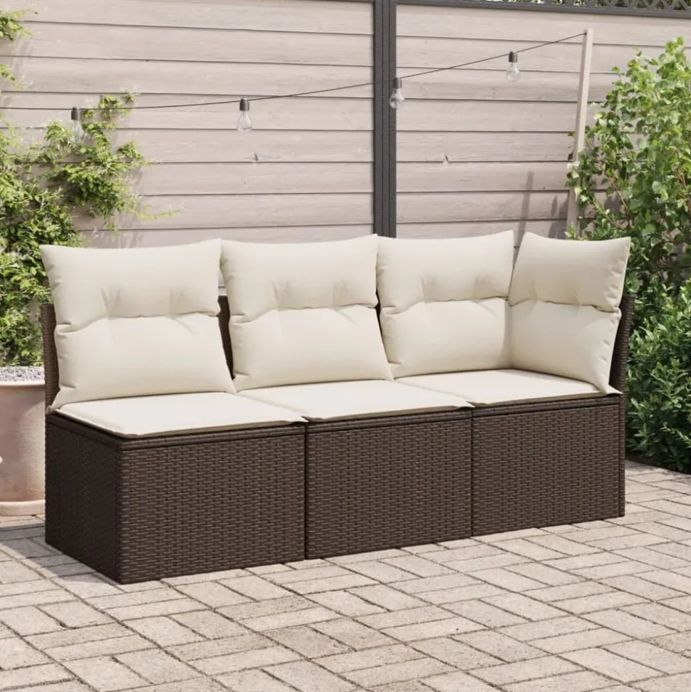 vidaXL Tuinhoekbank met kussens poly rattan bruin