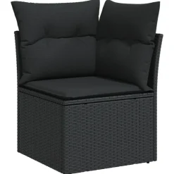vidaXL Tuinhoekbank met kussens zwart poly rattan