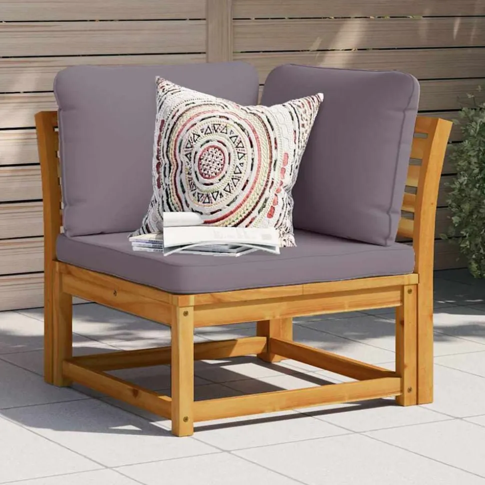 vidaXL Tuinhoekbank met kussens 73x73x65 cm massief acaciahout