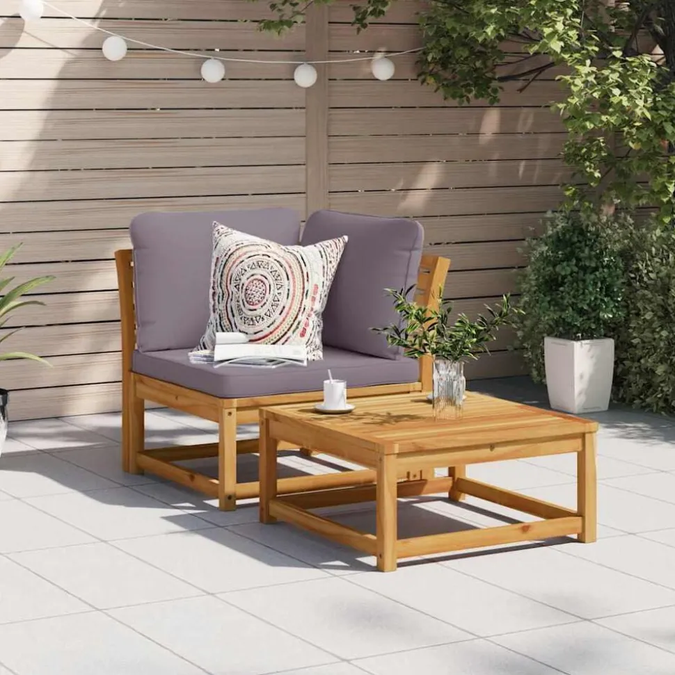 vidaXL Tuinhoekbank met kussens 73x73x65 cm massief acaciahout