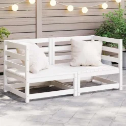 vidaXL Tuinhoekbanken 2 st massief grenenhout wit