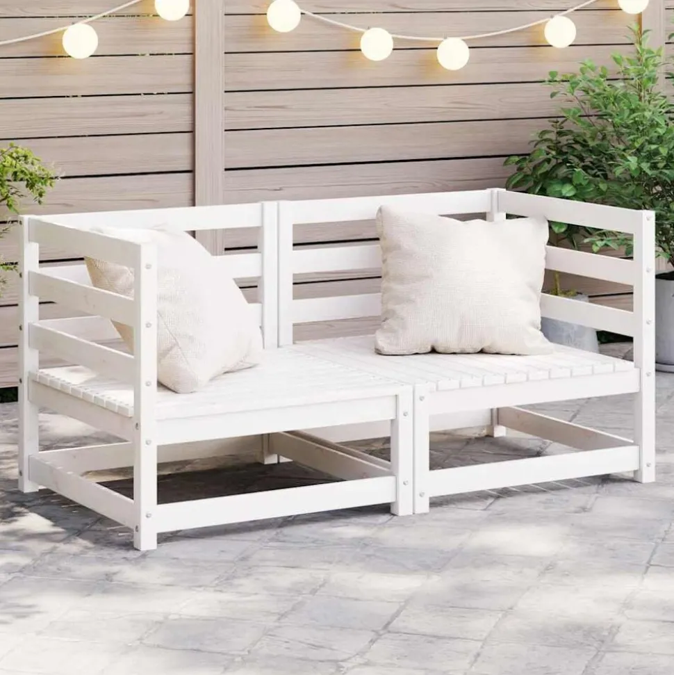 vidaXL Tuinhoekbanken 2 st massief grenenhout wit