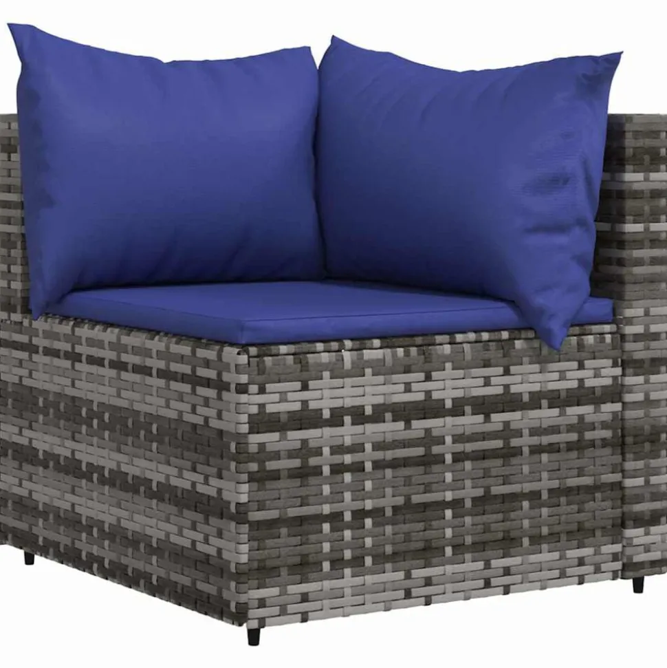vidaXL Tuinhoekbanken met kussens 2 st poly rattan grijs