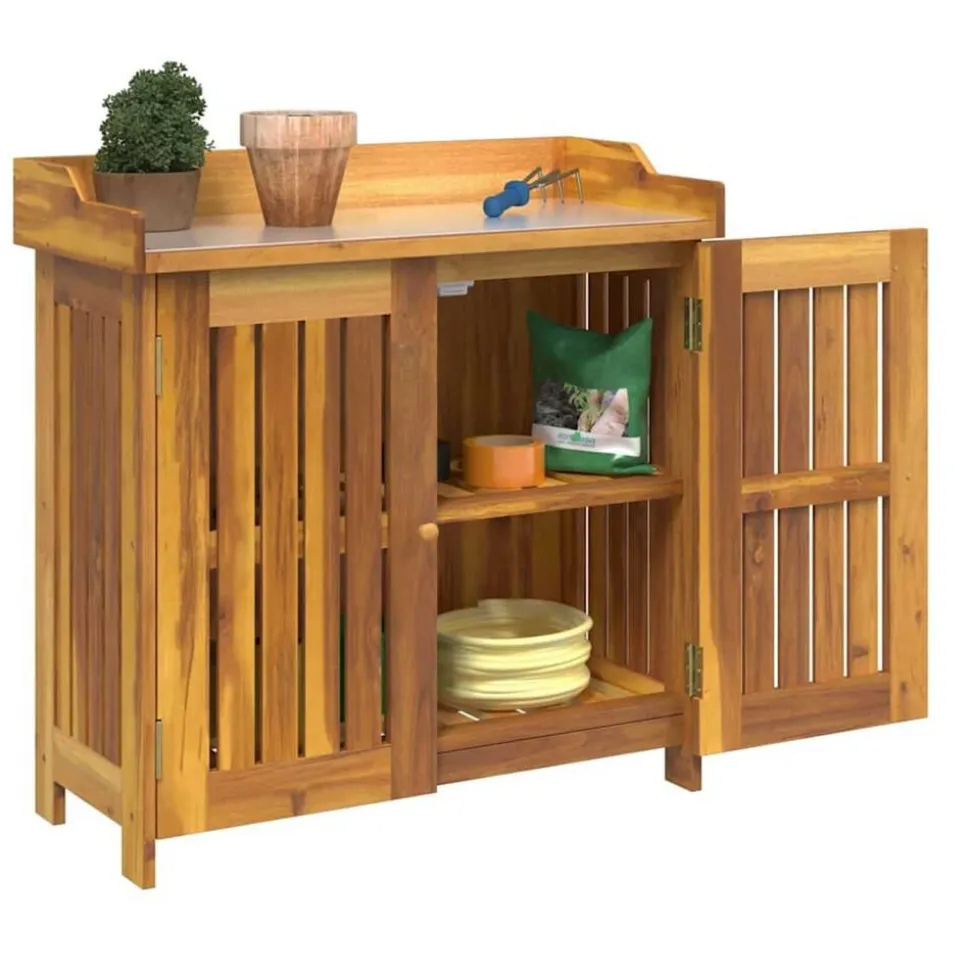 vidaXL Tuinkast met plank Naturel 78 x 36,5 x 78cm Massief Acaciahout