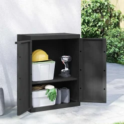 vidaXL Tuinkast 65x37x85 cm polypropeen zwart