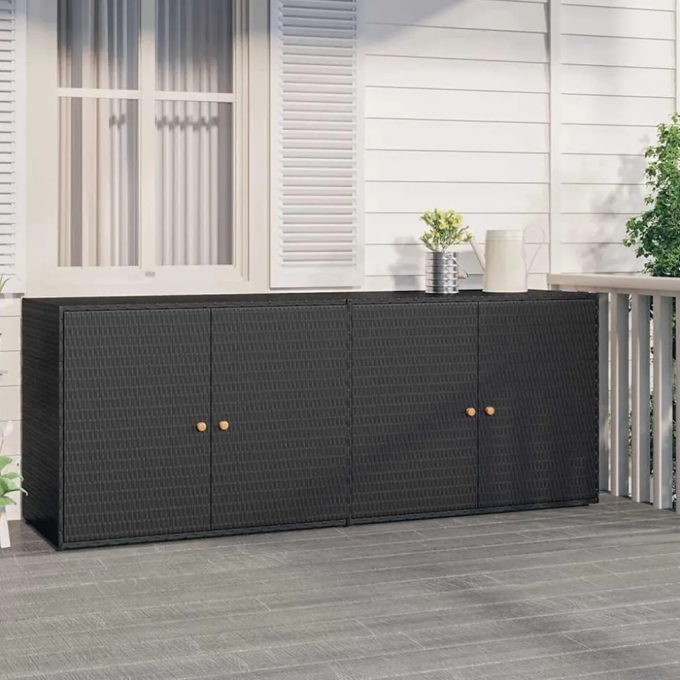 vidaXL Tuinkast Zwart 198x55,5x80 cm Poly Rattan