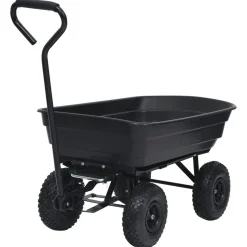 vidaXL Tuinkiepwagen 300 kg 75 L zwart