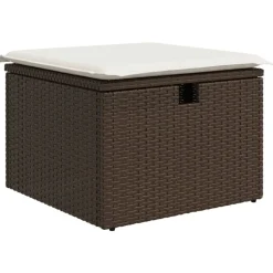 vidaXL Tuinkruk met kussen 55x55x37 cm poly rattan bruin