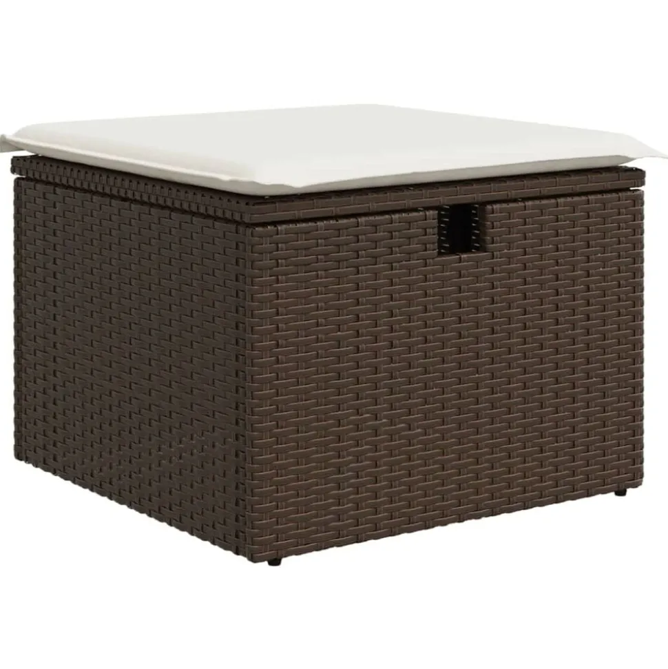 vidaXL Tuinkruk met kussen 55x55x37 cm poly rattan bruin