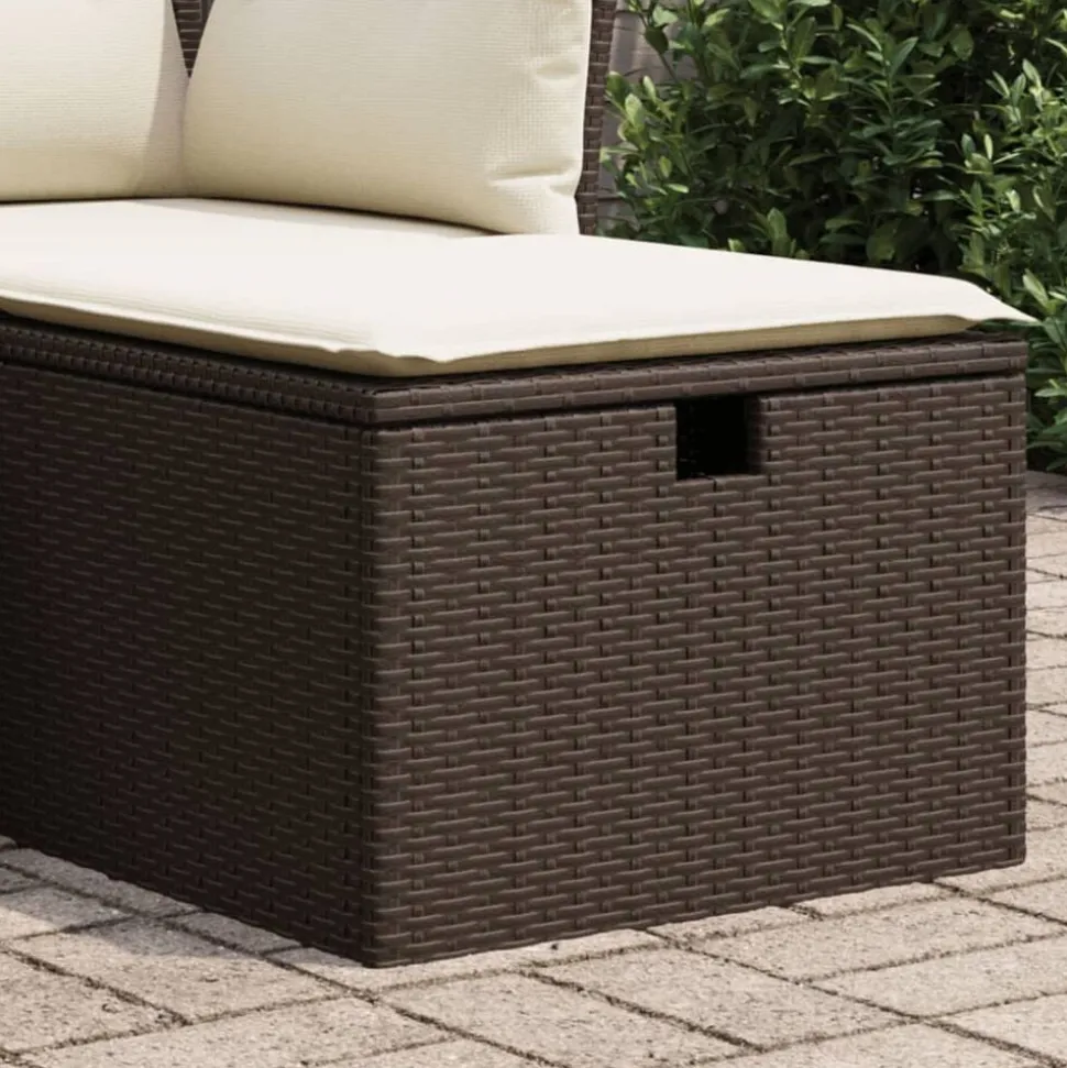 vidaXL Tuinkruk met kussen 55x55x37 cm poly rattan bruin