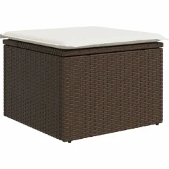 vidaXL Tuinkruk met kussen 55x55x37 cm poly rattan bruin